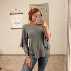 Green Top with Ruffled Sleeve